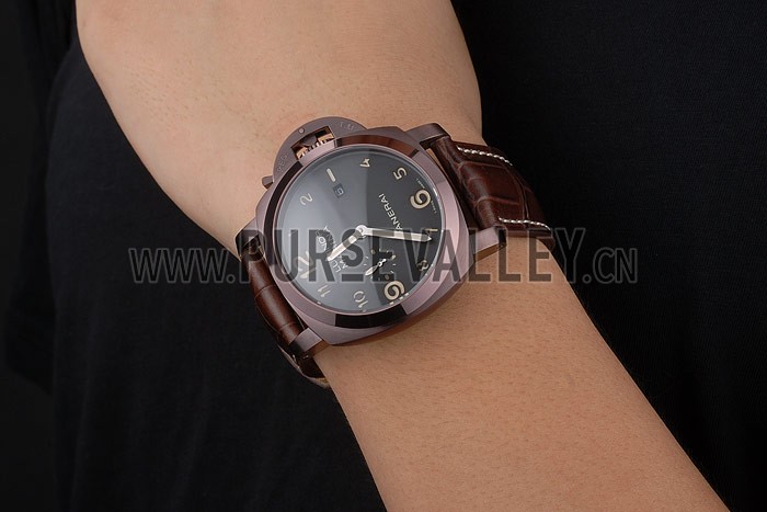 Panerai Luminor Brown Leather Strap Black Dial 80161