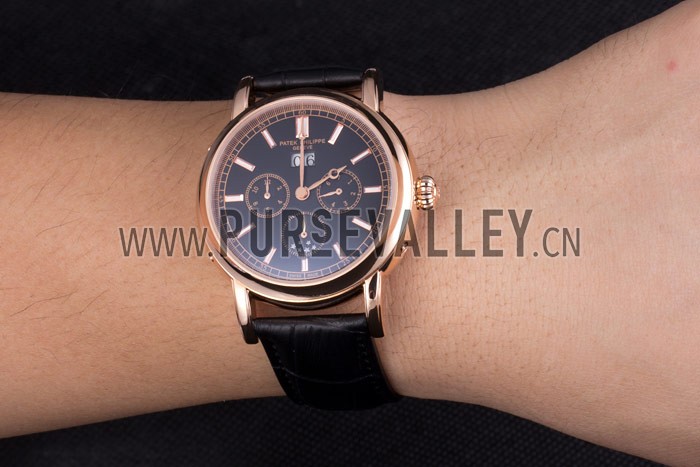 Patek Philippe Grand Complications Rose Gold Bezel Black Croco Strap 80292