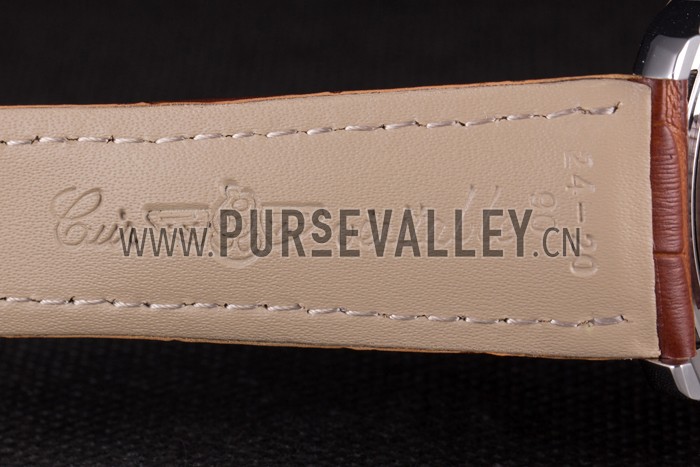 Breitling Transocean White Dial Light Brown Leather Strap Rose Gold Bezel