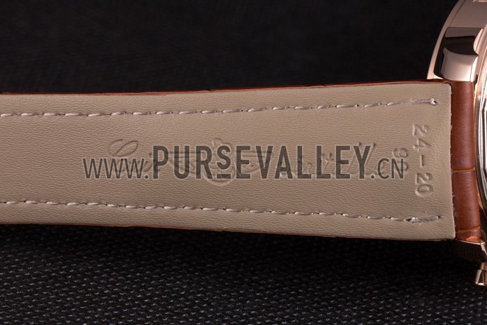 Breitling Transocean White Dial Brown Leather Strap Rose Gold Bezel