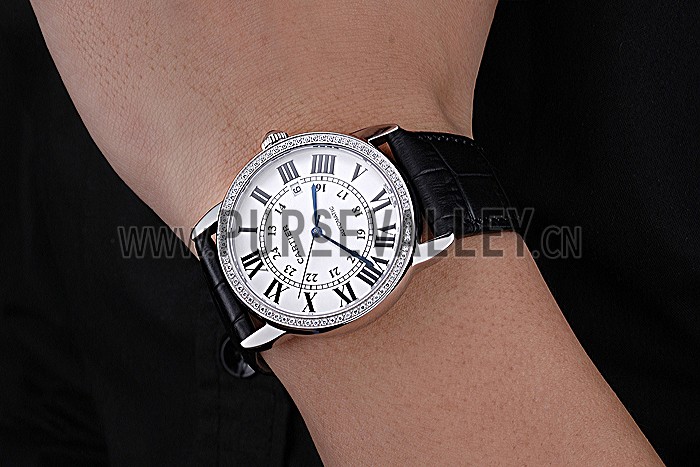Swiss Cartier Ronde Solo Stainless Steel Diamond Case White Dial Roman Numerals 622195