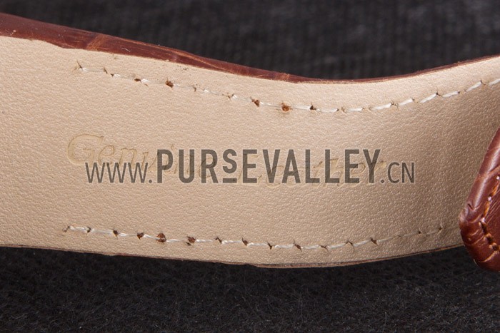 Swiss Cartier Santos Rose Gold Bezel with Diamonds and Brown Leather Strap sct46 621530