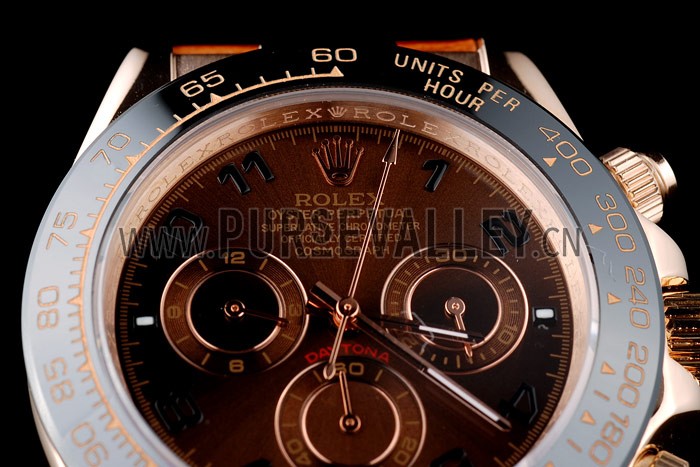 Rolex Daytona Rose Gold Case Brown Dial Brown Leather Strap