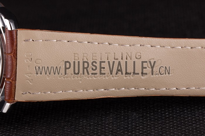 Breitling Transocean White Dial Light Brown Leather Strap Rose Gold Bezel