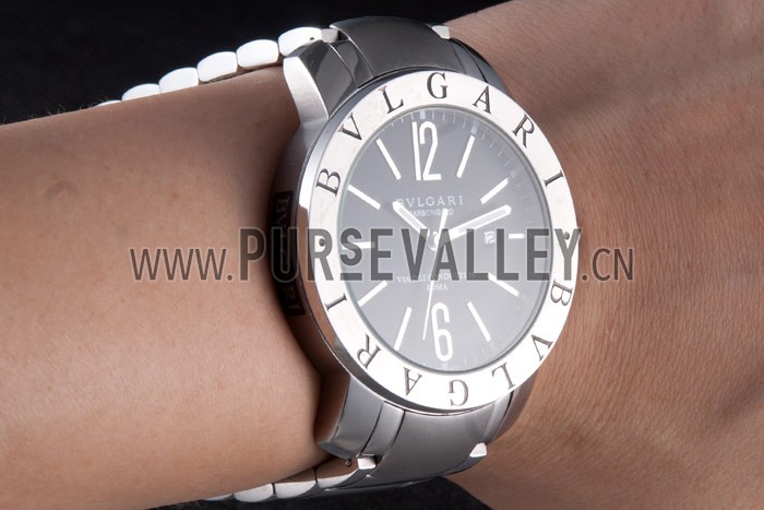 Bvlgari Bvlgari 42mm Black Dial Stainless Steel Case Two Tone Steel Bracelet