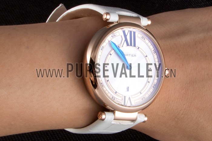 Cartier Ballon Bleu White Leather Strap 621449