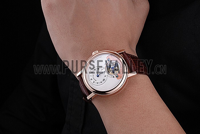 Breguet Classique Grande Complication Tourbillon Gold Case White Dial Brown Leather Strap 622209