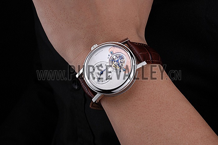 Breguet Classique Grande Complication Tourbillon Silver Case White Dial Brown Leather Strap 622210