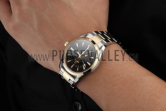 Omega Seamaster Planet Ocean GMT Black Dial Two Tone Band 622396