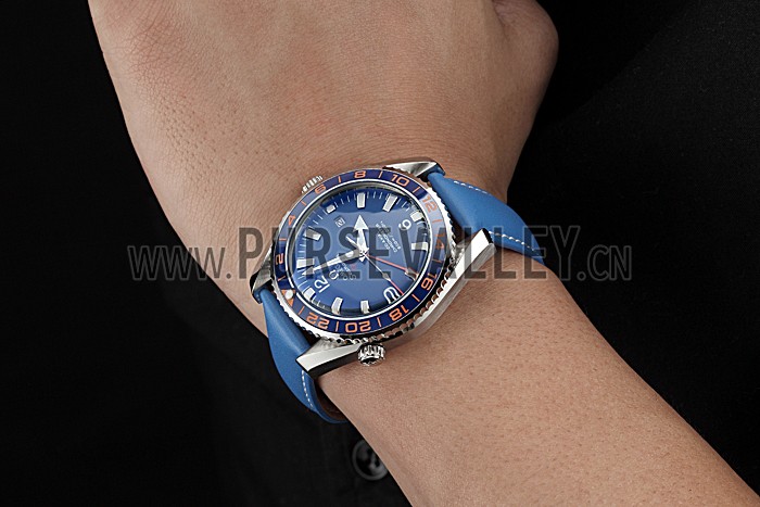 Omega Seamaster Planet Ocean GMT Blue Dial Blue Leather Band 622394
