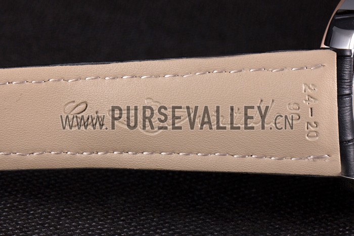 Breitling Transocean White Dial Black Leather Strap Rose Gold Bezel 98205