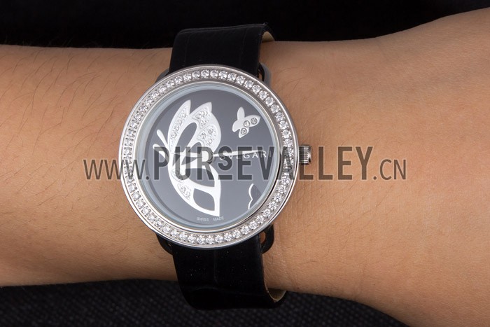 Bvlgari ZERO1 Butterfly Motif Black Leather Band Black Dial 621578