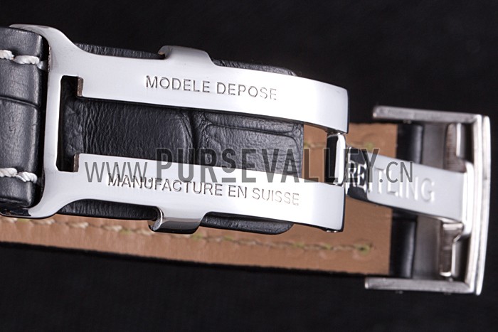 Swiss Breitling Chronomat Blue Dial with Black Leather Strap 621521