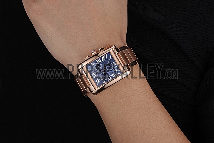 Cartier Tank MC Navy Dial Rose Gold Case And Bracelet 622704