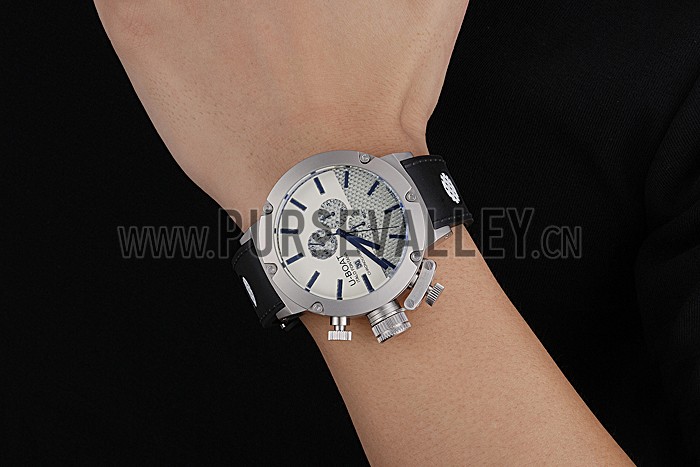 U-Boat Italo Fontana White Dial Stainless Steel Case Black Leather Bracelet 622715