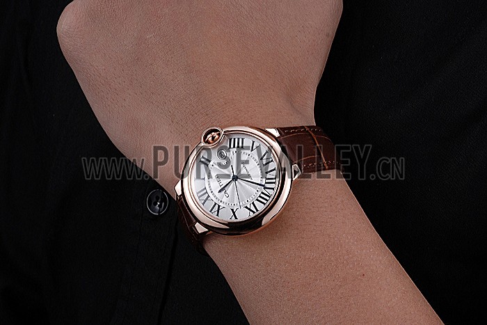 Swiss Cartier Ballon Bleu Brown Leather Bracelet 622064