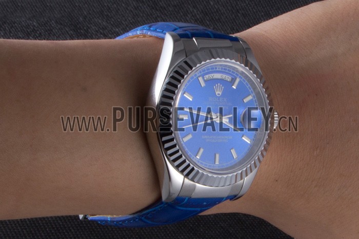 Rolex Day-Date Oyster Collection Blue Leather Band 621490