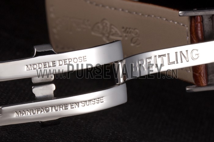 Breitling Transocean White Dial Light Brown Leather Strap Rose Gold Bezel