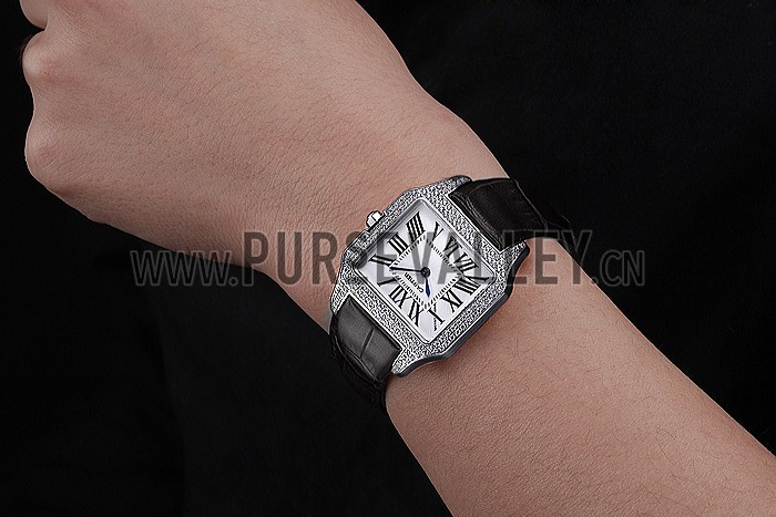 Cartier Santos 100 Diamond Silver Bezel 621909
