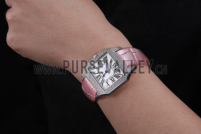 Cartier Santos 100 Diamond Silver Bezel 621910