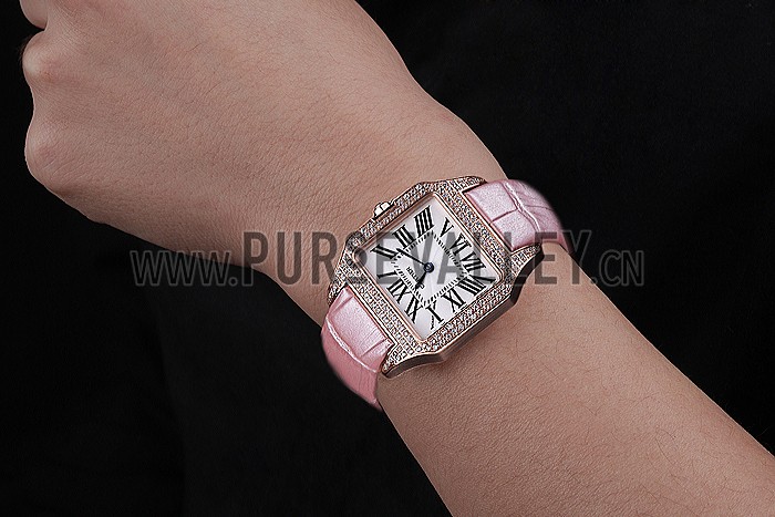 Cartier Santos 100 Diamond Rose Gold Bezel 621915
