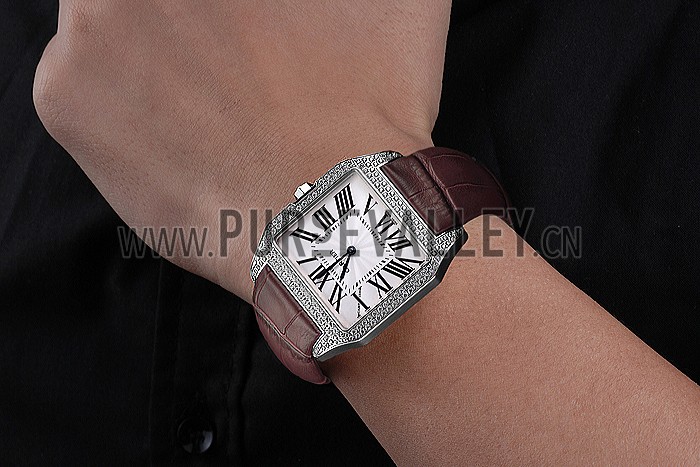 Cartier Santos 100 Diamond Silver Bezel 621926