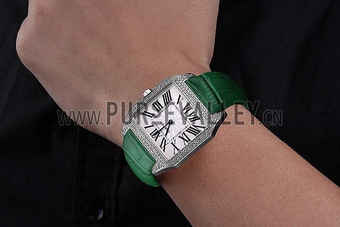 Cartier Santos 100 Diamond Silver Bezel 621929