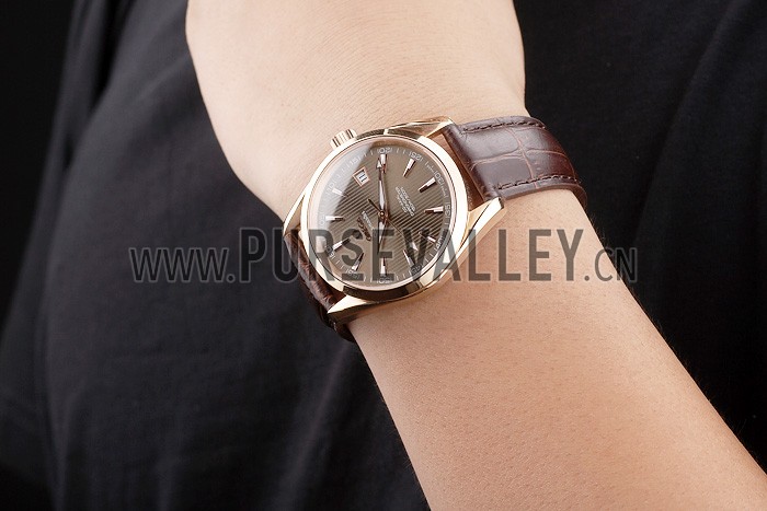 Omega Swiss Seamaster Railmaster Brown Strap Brown Striped Dial