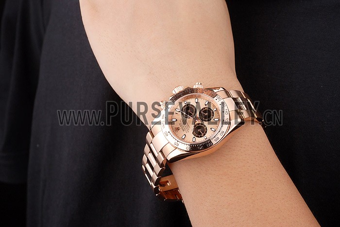 Rolex Daytona Rose Gold Plated Stainless Steel Bezel Rose Gold Dial