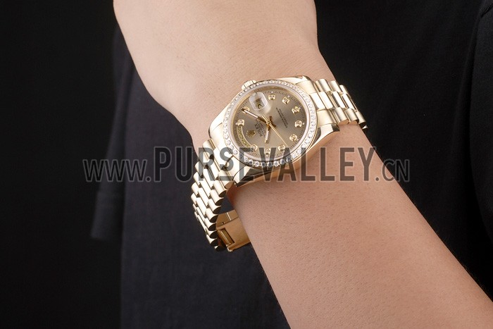 Rolex Day-Date 18k Yellow Gold Plated Stainless Steel Gold Dial