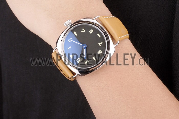 Panerai Radiomir Polished Stainless Steel Case Black Dial Brown Leather Strap 98160