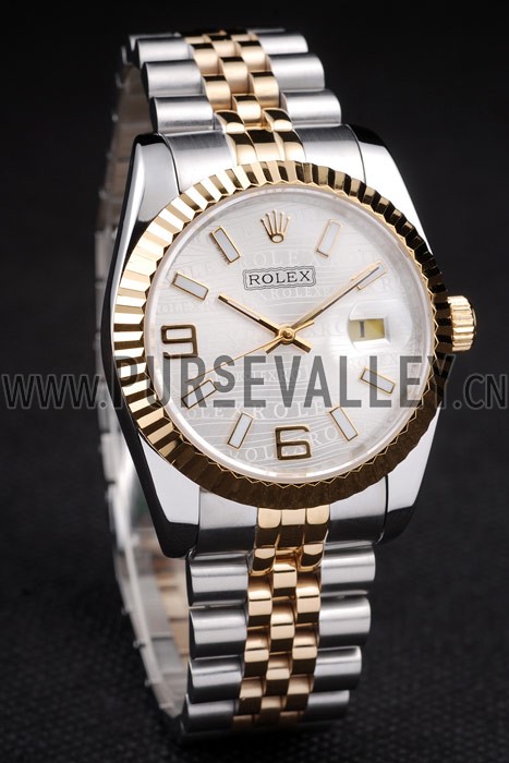 Rolex DateJust Two Tone Stainless Steel 18k Gold Plated Silver Dial 98084