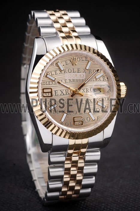 Rolex DateJust Two Tone Stainless Steel 18k Gold PlatedGold Dial