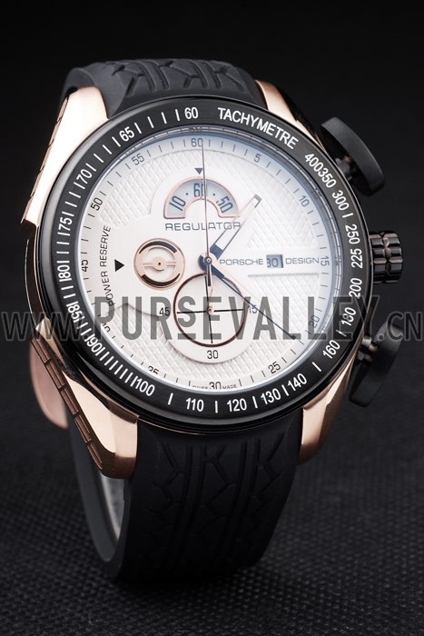 Porsche Regulator Power Reserve Rose Gold Case White Dial