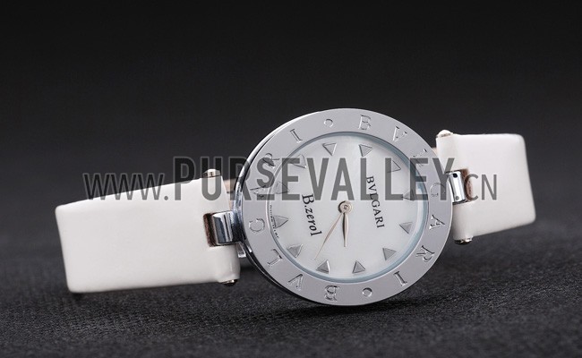 Bvlgari B.ZERO1 25mm White Dial Stainless Steel Case And Bezel White Leather Bracelet