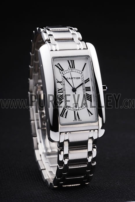 Cartier Tank Americaine 37mm White Dial Stainless Steel Case And Bracelet