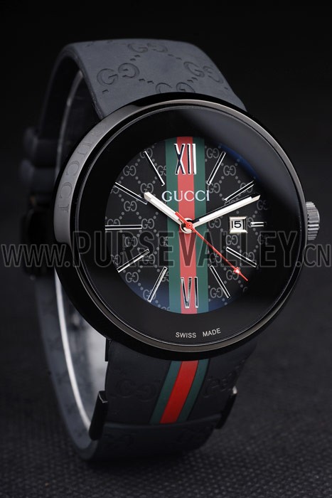 Gucci Black Rubber Band Black Round Dial 2165-300