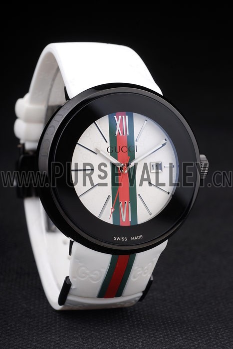 Gucci White Rubber Band White Round Dial 2165-301