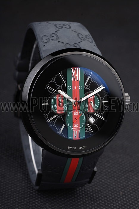 Gucci Black Rubber Band Black Round Dial 2165-312