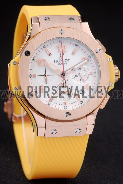 Hublot Big Bang Yellow Strap White Dial Watch 98068