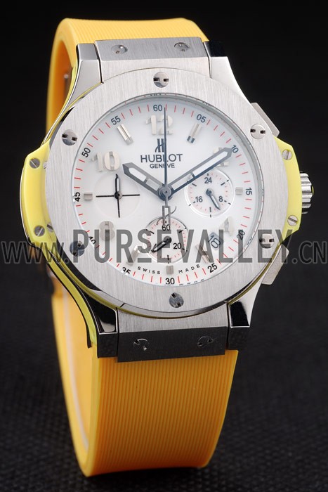 Hublot Big Bang Yellow Strap White Dial Watch 98071