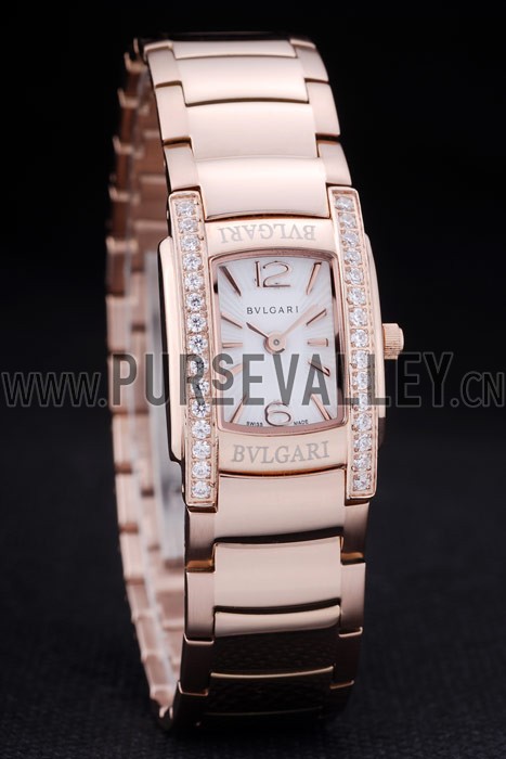 Bvlgari Assioma D 20mm White Dial Rose Gold Case With Diamonds Rose Gold Bracelet