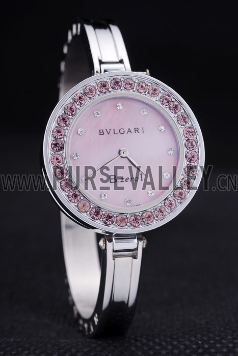 Bvlgari B.ZERO1 30mm Pink Dial Stainless Steel Case With Pink Crystals Steel Bracelet
