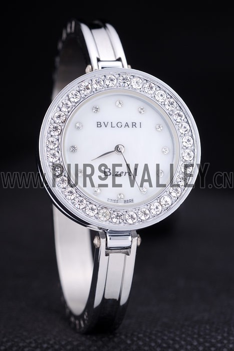 Bvlgari B.ZERO1 30mm White Dial With Diamonds Stainless Steel Case With Crystals Steel Bracelet