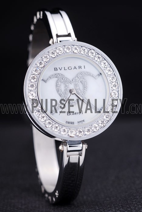 Bvlgari B.ZERO1 30mm White Dial With Model Steel Case With Diamonds Steel Bracelet