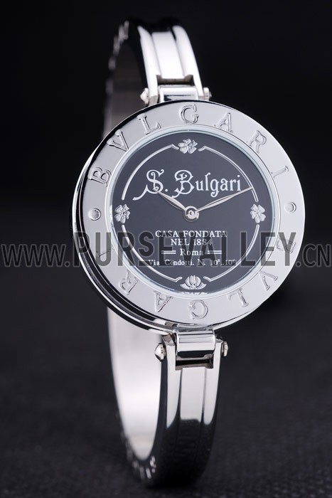 Bvlgari B.ZERO1 30mm Black Engraved Dial Steel Case Black Bezel Steel Bracelet