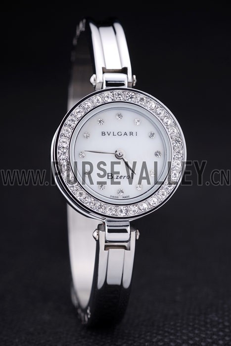 Bvlgari B.ZERO1 24mm White Dial Stainless Steel Case With Diamonds Steel Bracelet