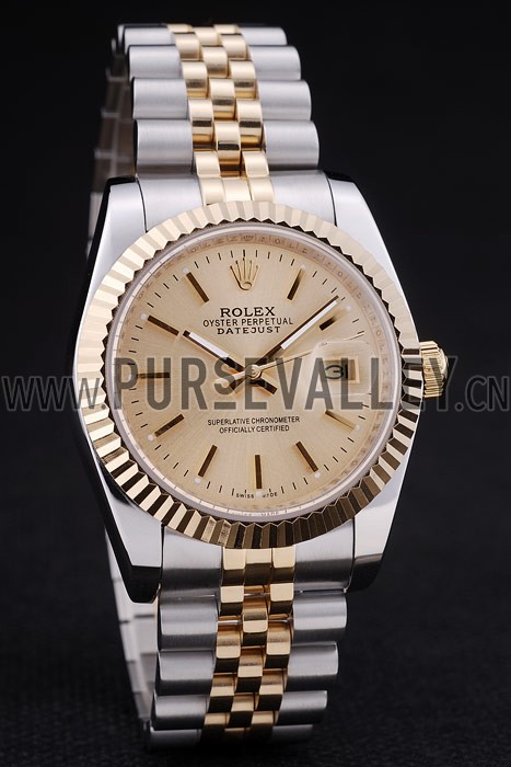 Rolex Datejust Gold Dial Ribbed Bezel 7450