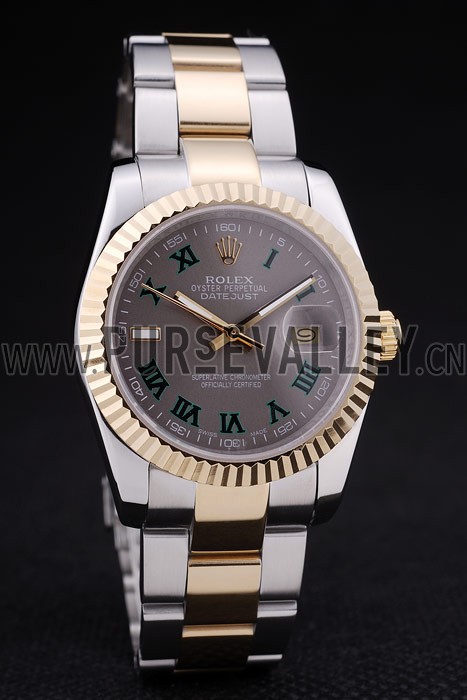 Rolex Datejust Grey Dial Ribbed Bezel 7460