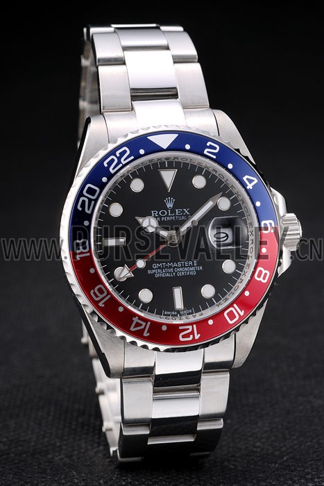 Rolex GMT Master II Blue Rose Red Bezel Black Dial Tachymeter
